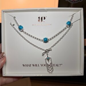 Chic Silver Necklace with Turquoise Accents